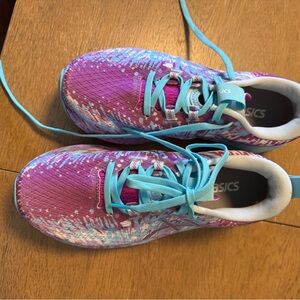 Asics Pink and Blue Sneakers with Mesh Upper